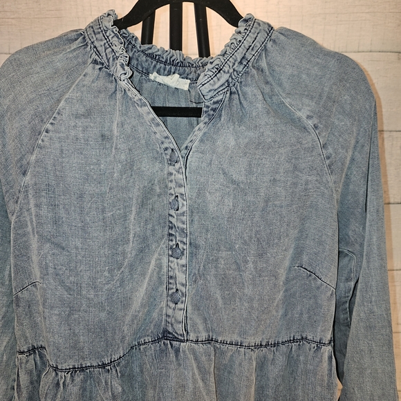 Easel Blue Denim Ruffle Midi Dress - Picture 4 of 5